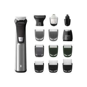 Philips Тример Multigroom series 7000 „14 в 1“, лице, коса и тяло 14 инструмента, Технология DualCut, До 180 мин време на работа, Водоустойчив