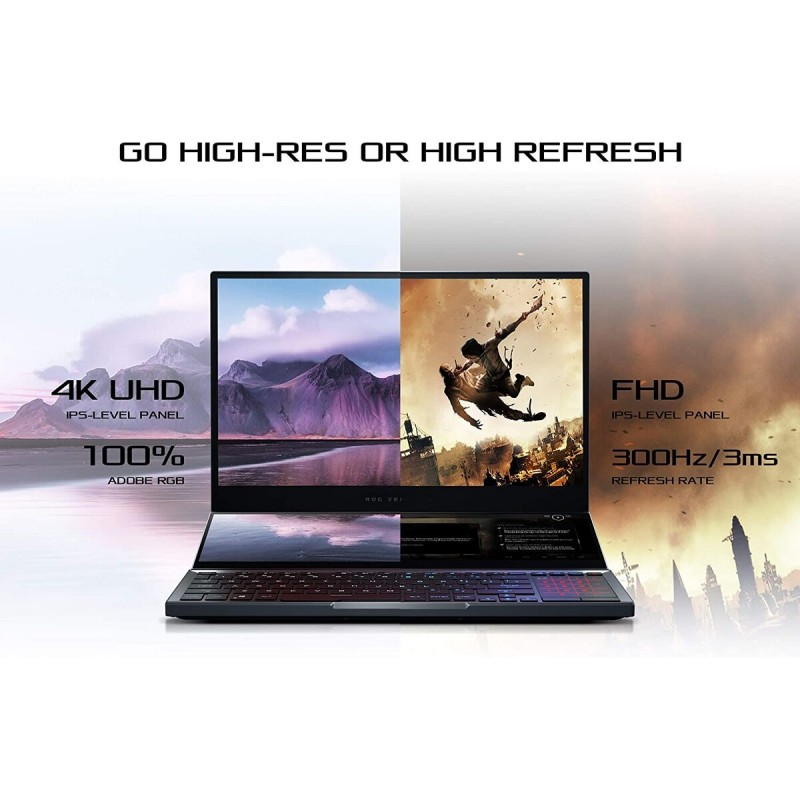 Лаптоп Asus ROG Zephyrus Duo15 GX550LWS-HF046T, 15.6" FHD (1920x1080) IPS AG 300Hz, i7-10875H, RTX 2070 SUPER Max-Q 8GB GDDR6, 16GB DDR4 3200MHz, 1TB M.2 PCIE NVMe SSD - 90NR02Y1-M01510