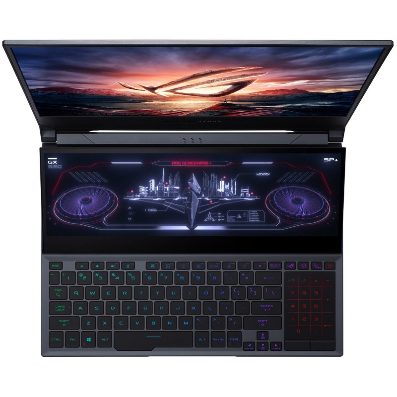 Лаптоп Asus ROG Zephyrus Duo15 GX550LWS-HF046T, 15.6" FHD (1920x1080) IPS AG 300Hz, i7-10875H, RTX 2070 SUPER Max-Q 8GB GDDR6, 16GB DDR4 3200MHz, 1TB M.2 PCIE NVMe SSD - 90NR02Y1-M01510