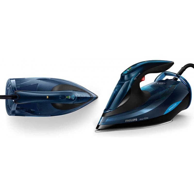 Philips Парна ютия Azur Elite, технология OptimalTEMP 3000 W, 65 г/мин непрекъсната пара, 260 г, парен удар, Гладеща повърхност SteamGlide Plus-GC5034/20