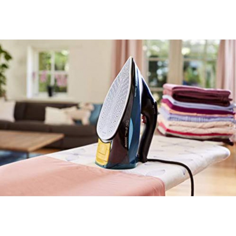 Philips Парна ютия Azur Elite, технология OptimalTEMP 3000 W, 65 г/мин непрекъсната пара, 260 г, парен удар, Гладеща повърхност SteamGlide Plus-GC5034/20