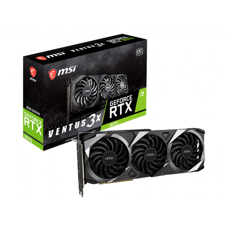 Видео карта MSI RTX 3070 VENTUS 3X OC 8GB GDDR6 1755MHz 256-bit - 912-V390-037