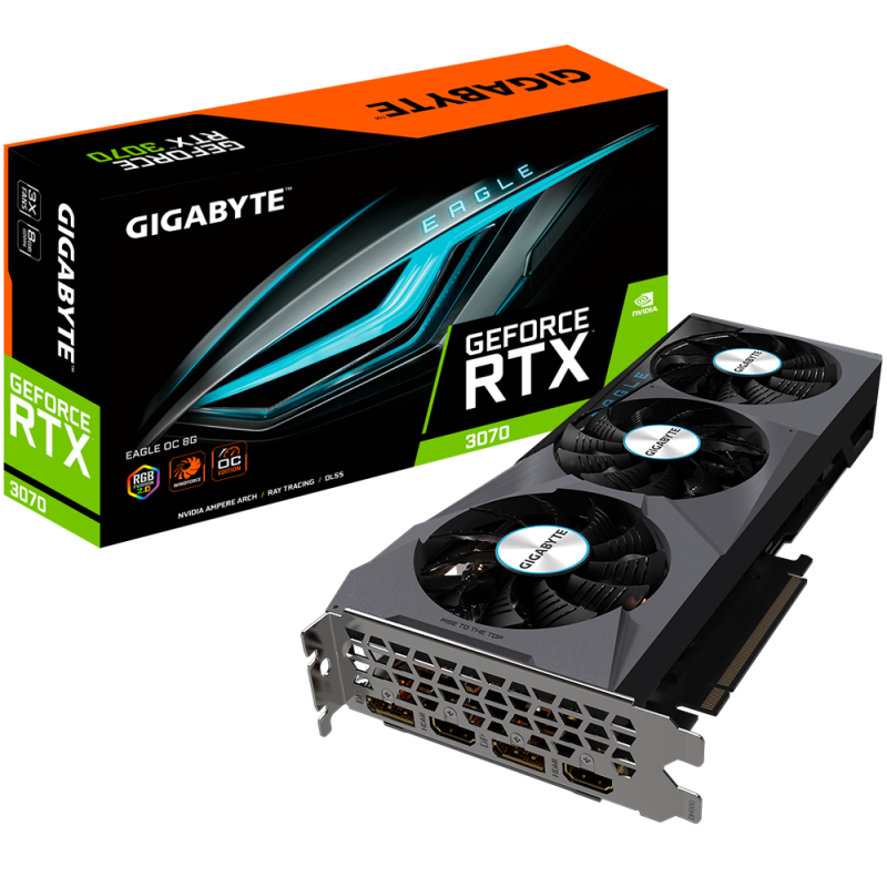 Видео карта Gigabyte GeForce RTX 3070 EAGLE OC 8GB GDDR6 2‎56-bit 1‎770MHz-N3070EAGLE-OC-8GD