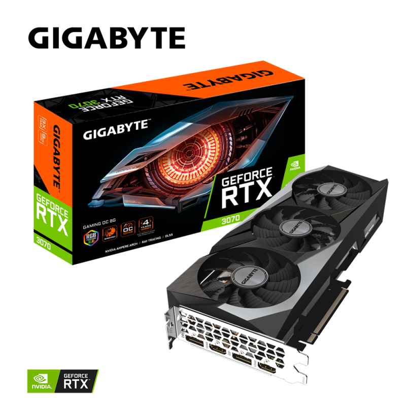 Видео карта Gigabyte GeForce RTX 3070 GAMING OC 8GB GDDR6 256-bit 1‎815MHz-N3070GAMING-OC-8GD