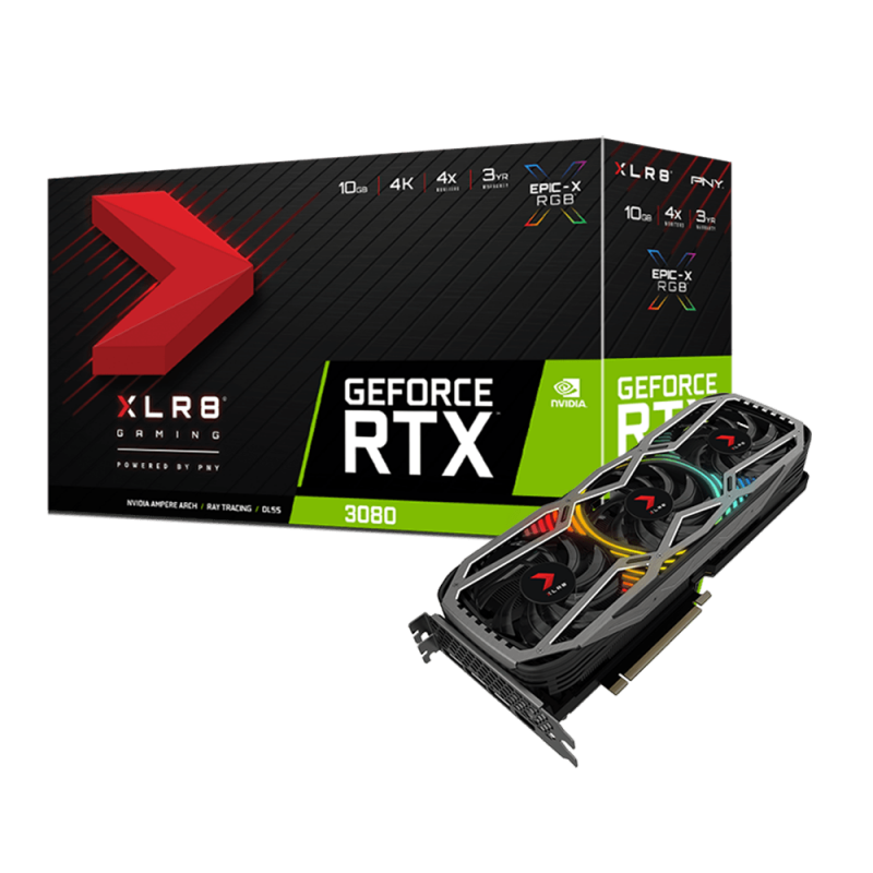 Видео карта PNY RTX 3080 10GB GDDR6X XLR8 Gaming REVEL EPIC-X RGB, 320-bit 1710MHz-VCG308010TFXPPB