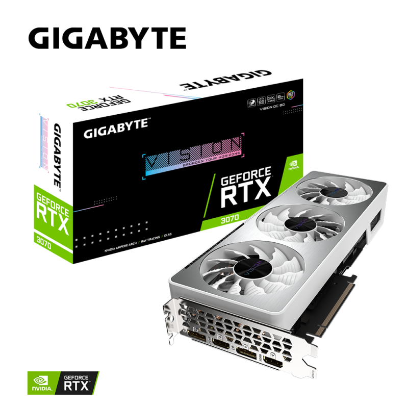 Видео картa Gigabyte GeForce RTX 3070 VISION OC 8GB GDDR6 2‎56-bit 1‎815MHz-N3070VISION-OC-8GD