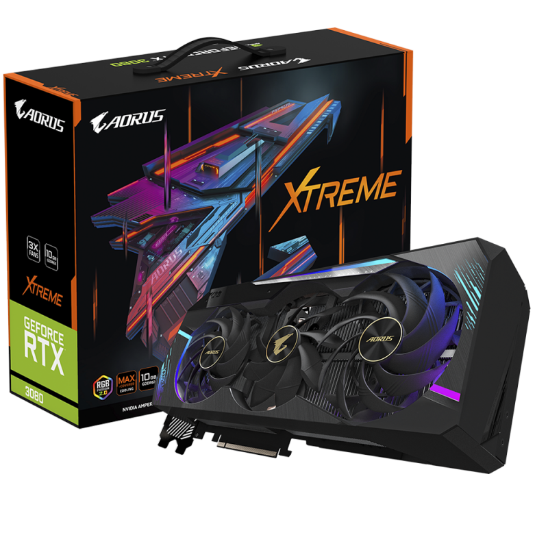 Видео карта GIGABYTE AORUS GeForce RTX 3080 XTREME 10GB GDDR6X  3‎20-bit 1‎905MHz-N3080AORUS-X-10GD