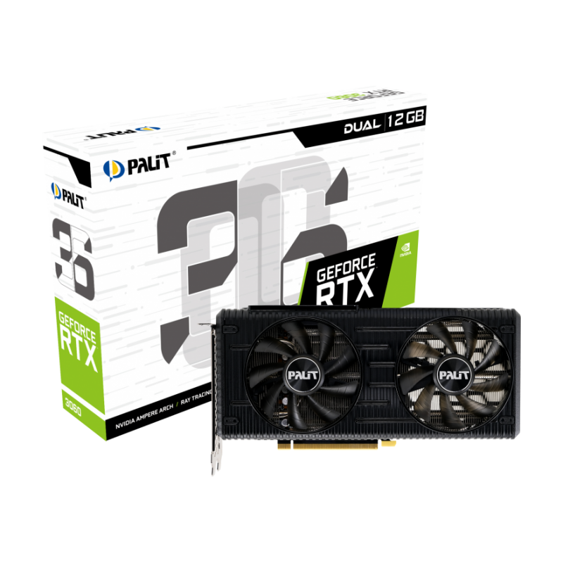 Видео карта Palit RTX 3060 DUAL 12GB GDDR6 192-bit 1777MHz, EAN:4710562242423