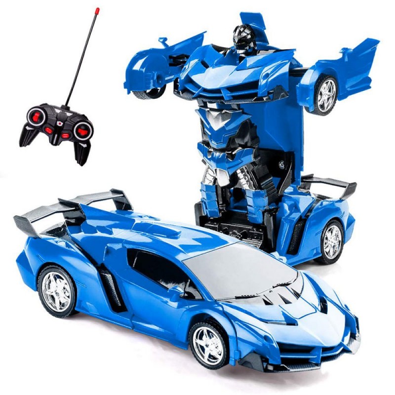 Синя трансформируема кола с дистанционно управление-blue-transformable-car