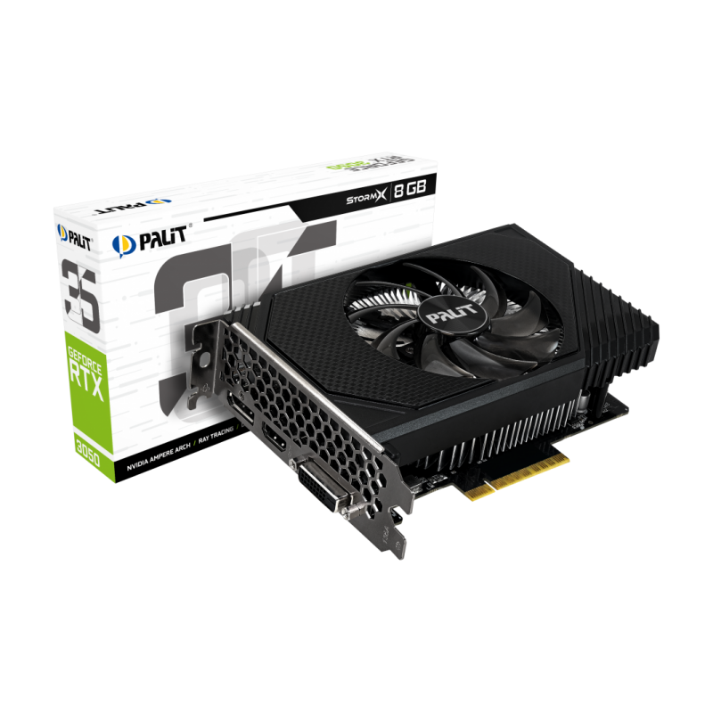 Видео Карта PALIT GeForce RTX 3050 StormX 8GB GDDR6 128-bit, RTX3050 STORMX 8GB GDDR6 / NE63050018P1-1070F