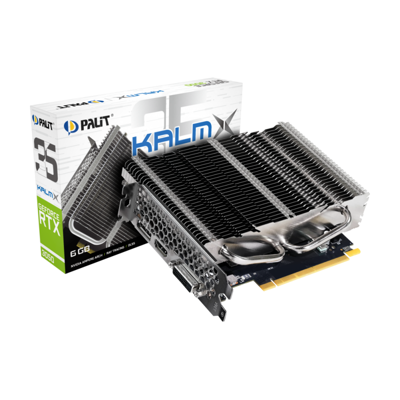 Видео Карта PALIT GeForce RTX 3050 KalmX 6GB GDDR6 96-bit, RTX3050 KALMX 6GB GDDR6 / NE63050018JE-1070H