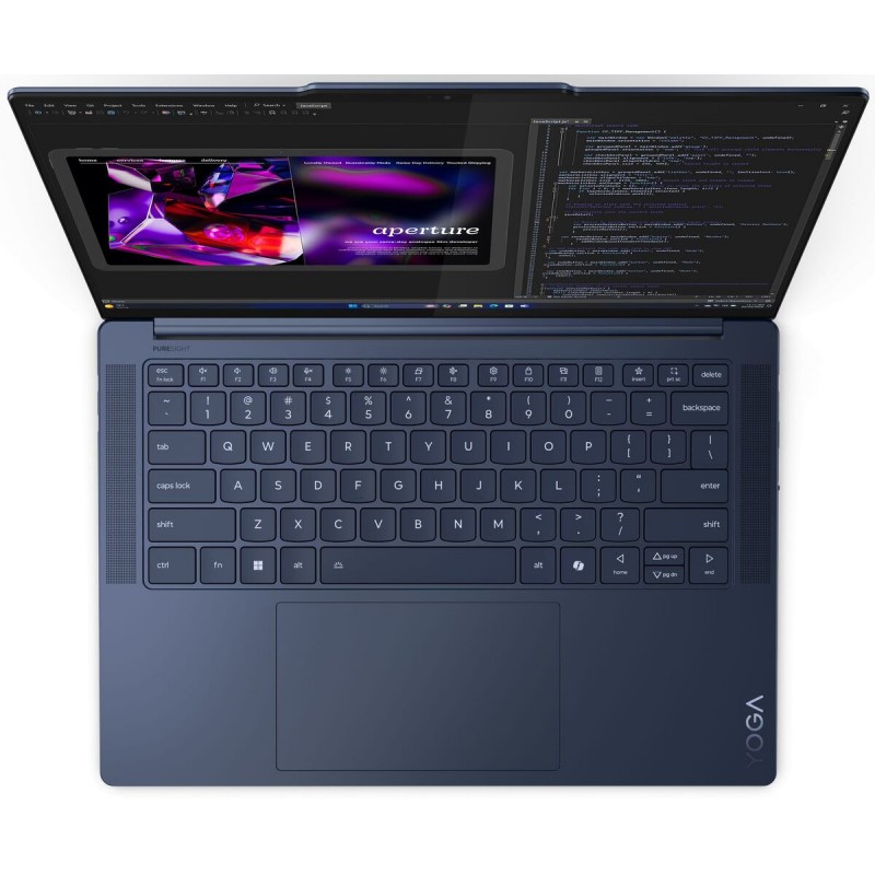 Лаптоп LENOVO YOGA SLIM 7 14Q8X9, 14.5" 3K (2944x1840), Qualcomm Snapdragon X Elite X1E-78-100, 32GB LPDDR5X 8448MHz, 1TB M.2 NVMe