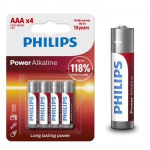 Philips Power Alkaline батерия LR03 AAA, 4-blister