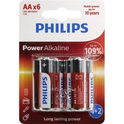 Philips Power Alkaline батерии LR6 AA, 4+2-blister PROMO