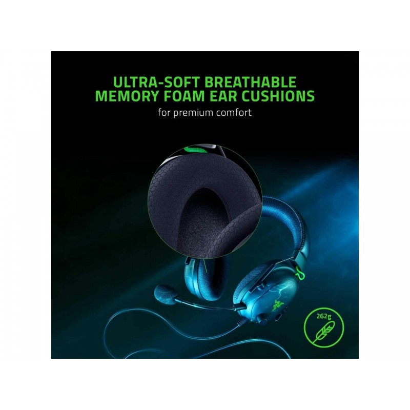 Razer BlackShark V2 X, 12 Hz – 28 KHz Frequency Response, 32 Ω (1 kHz) Impedance, Razer TriForce Driver, Breathable memory foam, Advanced passive noise cancellation, Analog 3.5 mm Connection, 100 Hz – 10 kHz Microphone Frequency, 1.3 m Cable-RZ04-03240100