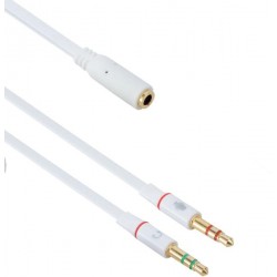 Аудио преходник DeTech 2x 3.5 male - 3.5 Female, 25см 