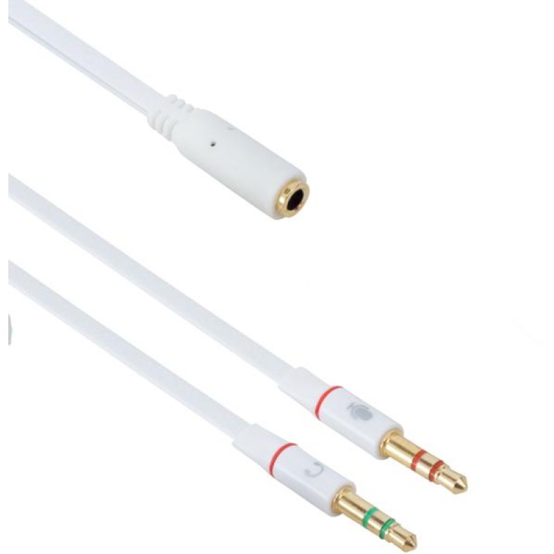 Аудио преходник DeTech 2x 3.5 male - 3.5 Female, 25см  (10 броя)-18210/10pcs