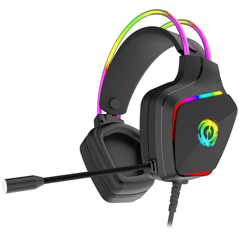 CANYON Darkless GH-9A, RGB gaming headset with Microphone, Microphone frequency response: 20HZ~20KHZ,  ABS+ PU leather, USB*1*3.5MM jack