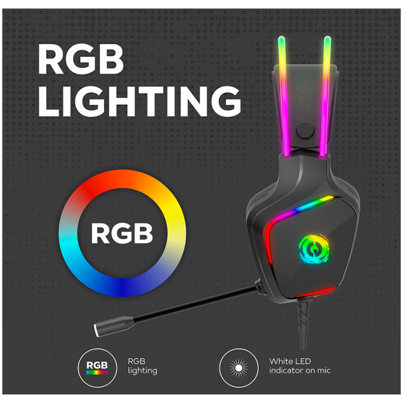 CANYON Darkless GH-9A, RGB gaming headset with Microphone, Microphone frequency response: 20HZ~20KHZ,  ABS+ PU leather, USB*1*3.5MM jack