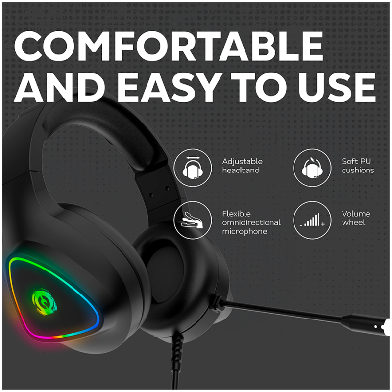 CANYON Shadder GH-6, RGB gaming headset with Microphone, Microphone frequency response: 20HZ~20KHZ,  ABS+ PU leather, USB*1*3.5MM jack