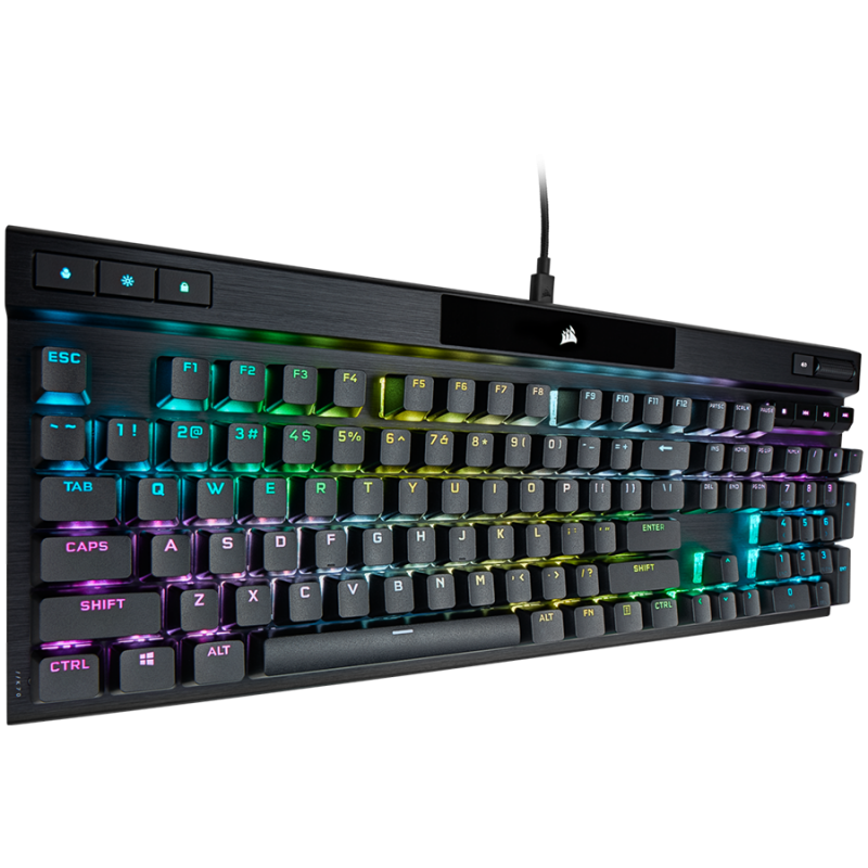 Corsair K70 RGB PRO Optical-Mechanical Gaming Keyboard, Backlit RGB LED, CORSAIR OPX, Black, Black PBT Keycaps, EAN:0840006660163