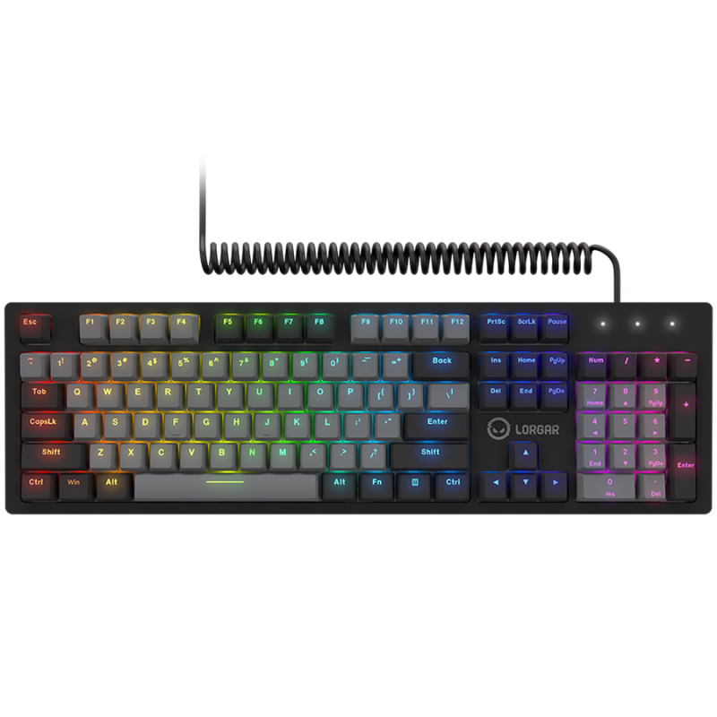 LORGAR Azar 514, Wired mechanical gaming keyboard, RGB backlight, 1680000 colour variations, 18 modes, keys number: 104, 50M clicks, linear