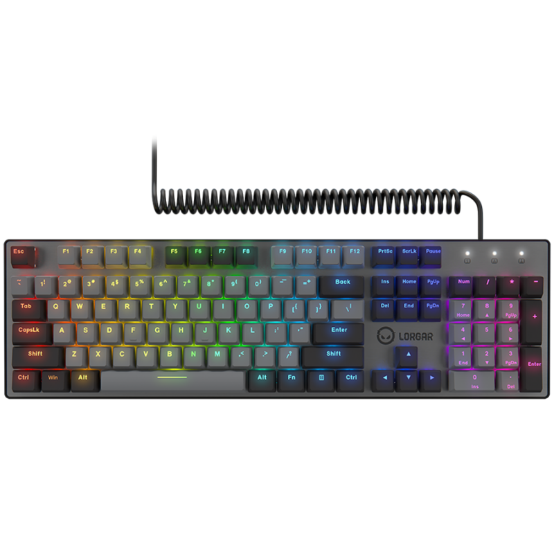LORGAR Azar 514, Wired mechanical gaming keyboard, RGB backlight, 1680000 colour variations, 18 modes, keys number: 104, 50M clicks, linear