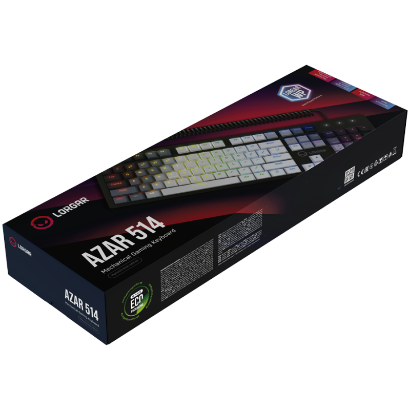 LORGAR Azar 514, Wired mechanical gaming keyboard, RGB backlight, 1680000 colour variations, 18 modes, keys number: 104, 50M clicks, linear