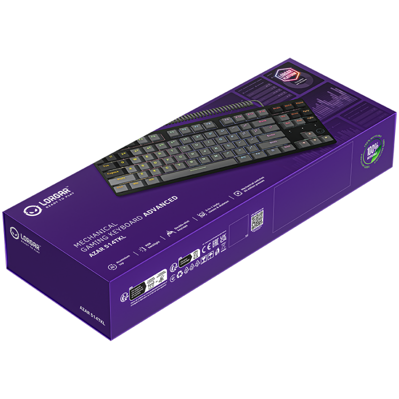 LORGAR Azar 514TKL, Wired RGB mechanical gaming keyboard, black, EN layout, LRG-GK514TKL-BK-US