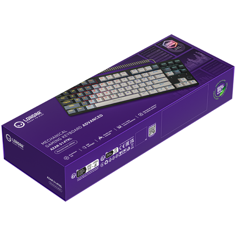 LORGAR Azar 514TKL, Wired RGB mechanical gaming keyboard, white, EN layout, LRG-GK514TKL-WH-US