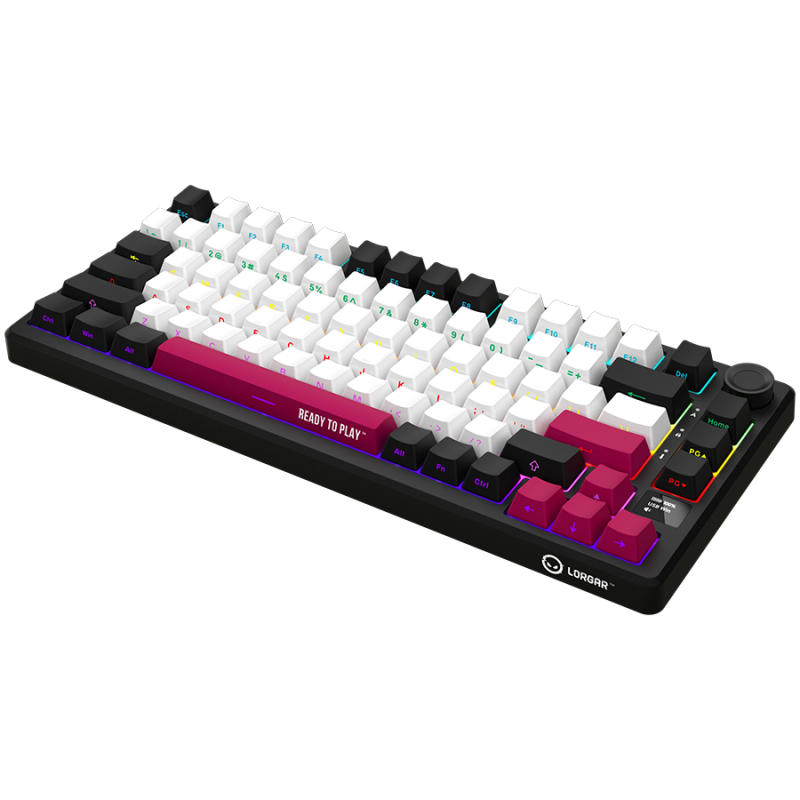 LORGAR KBP7075W, Wireless 75% Mechanical Gaming Keyboard Pro, Black/red, EN layout, LRG-KBP7075W-BK-US