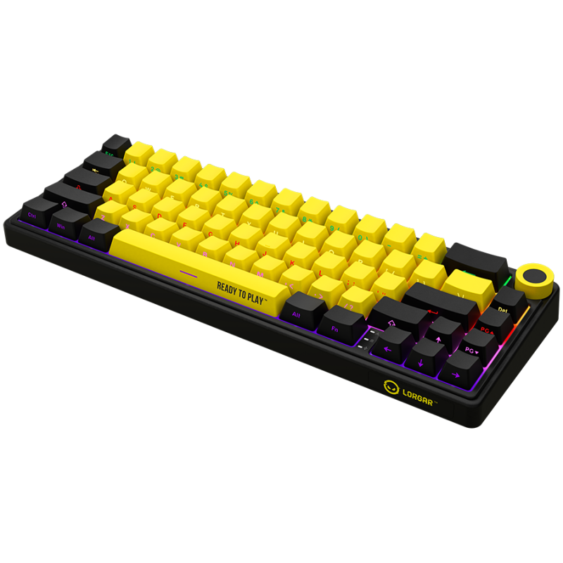 LORGAR KBP70MW, Wireless 65% Mechanical Gaming Keyboard Pro, Black/yellow, EN layout, LRG-KBP70MW-YL-US