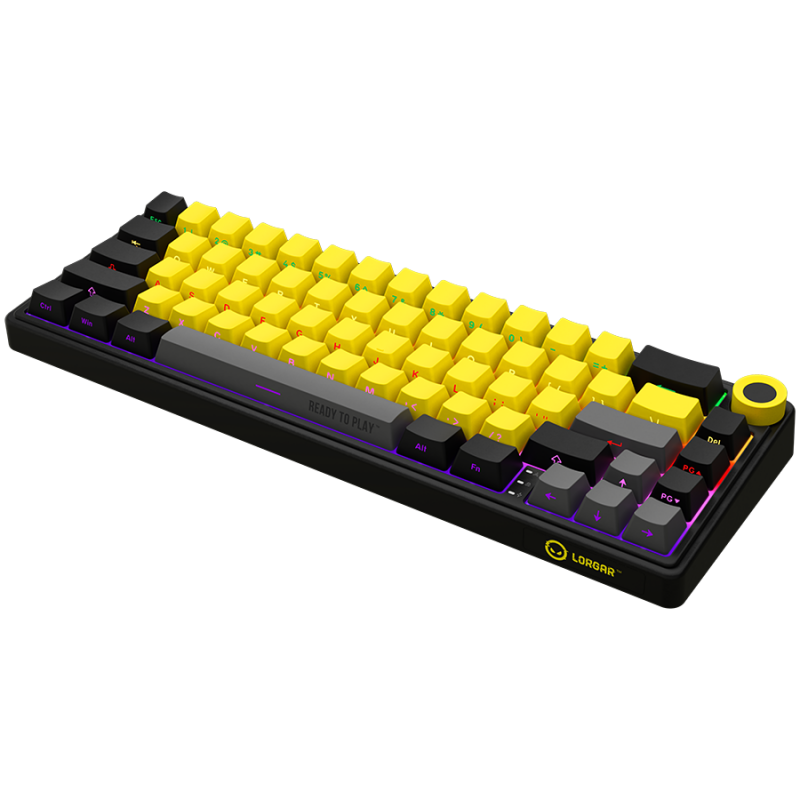 LORGAR KBP70MW, Wireless 65% Mechanical Gaming Keyboard Pro, Black/yellow, EN layout, LRG-KBP70MW-YL-US