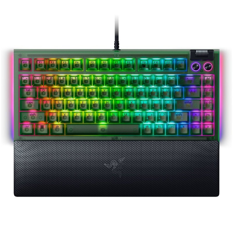 Razer BlackWidow V4 75% Phantom Green Edition, US Layout, Razer Chroma RGB, Hot-swappable Design, Detachable Type C Cable, PCB & Case sound