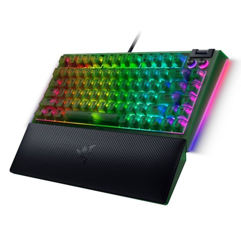 Razer BlackWidow V4 75% Phantom Green Edition, US Layout, Razer Chroma RGB, Hot-swappable Design, Detachable Type C Cable, PCB & Case sound