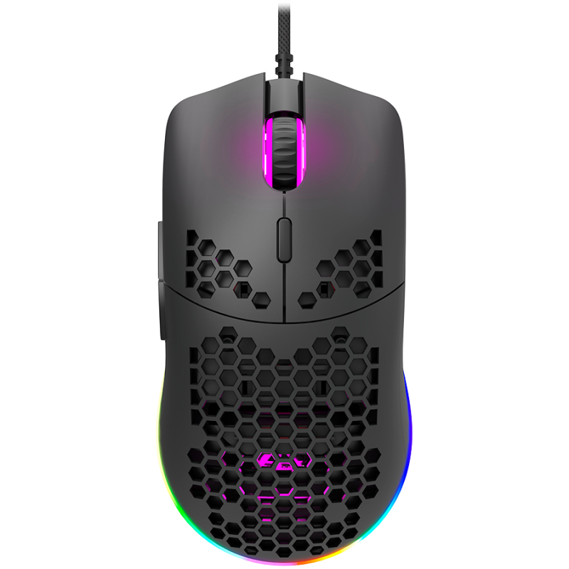 CANYON,Gaming Mouse with 7 programmable buttons, Pixart 3519 optical sensor, 4 levels of DPI and up to 4200, 5 million times key life, 1.65m Ultraweave cable, UPE feet and colorful RGB lights, Black, size:128.5x67x37.5mm, 105g-CND-SGM11B