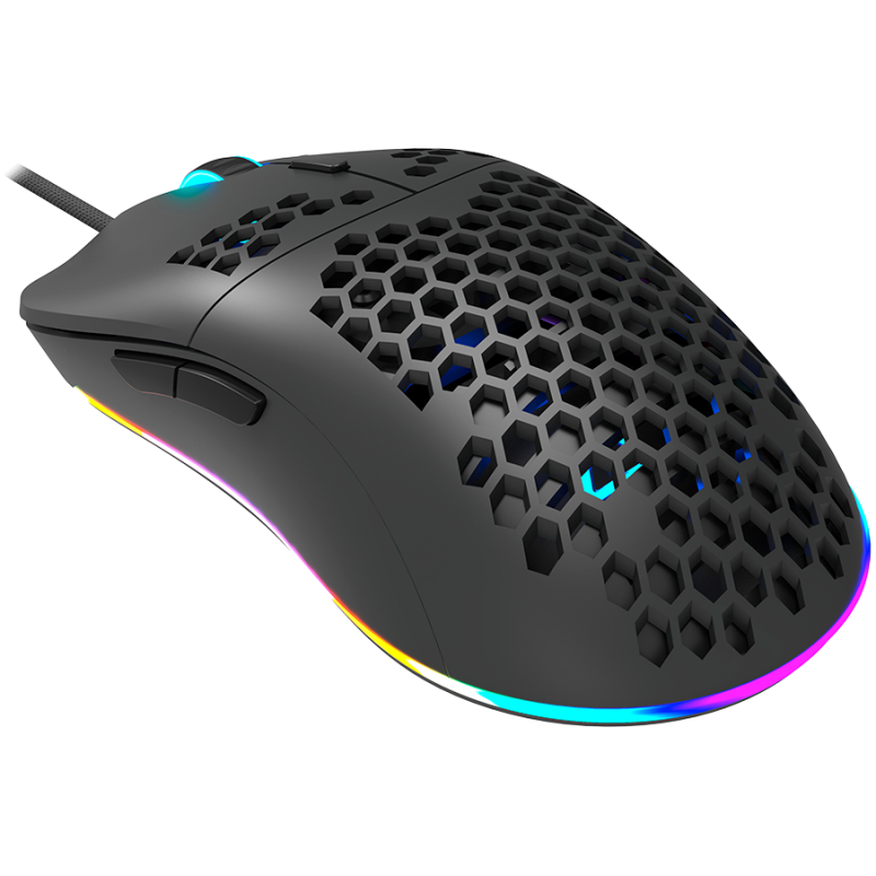 CANYON,Gaming Mouse with 7 programmable buttons, Pixart 3519 optical sensor, 4 levels of DPI and up to 4200, 5 million times key life, 1.65m Ultraweave cable, UPE feet and colorful RGB lights, Black, size:128.5x67x37.5mm, 105g-CND-SGM11B