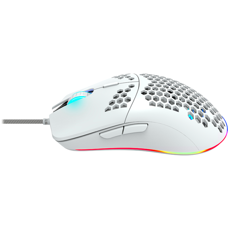 CANYON,Gaming Mouse with 7 programmable buttons, Pixart 3519 optical sensor, 4 levels of DPI and up to 4200, 5 million times key life, 1.65m Ultraweave cable, UPE feet and colorful RGB lights, White, size:128.5x67x37.5mm, 105g-CND-SGM11W