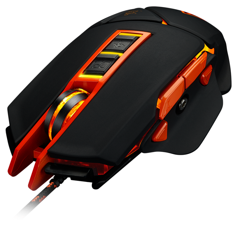 CANYON Optical gaming mouse, adjustable DPI setting 800/1000/1200/1600/2400/3200/4800/6400, LED backlight, moveable weight slot and retractable top cover for comfortable usage-CND-SGM6N
