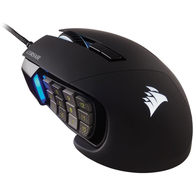 CORSAIR SCIMITAR RGB ELITE, MOBA/MMO Gaming Mouse, Black, Backlit RGB LED, 18000 DPI, Optical (EU version)-CH-9304211-EU