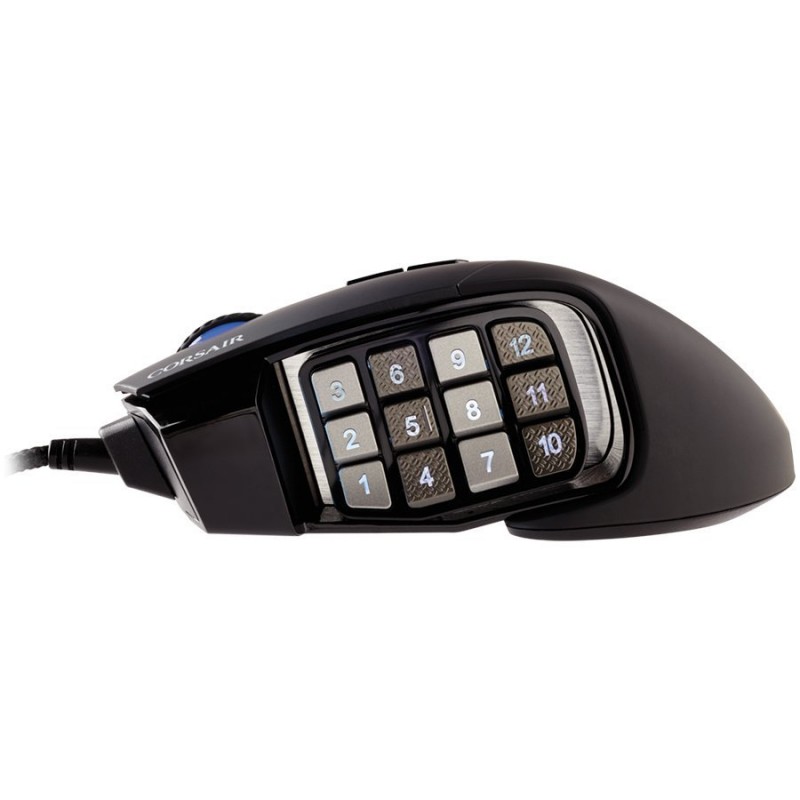 CORSAIR SCIMITAR RGB ELITE, MOBA/MMO Gaming Mouse, Black, Backlit RGB LED, 18000 DPI, Optical (EU version)-CH-9304211-EU