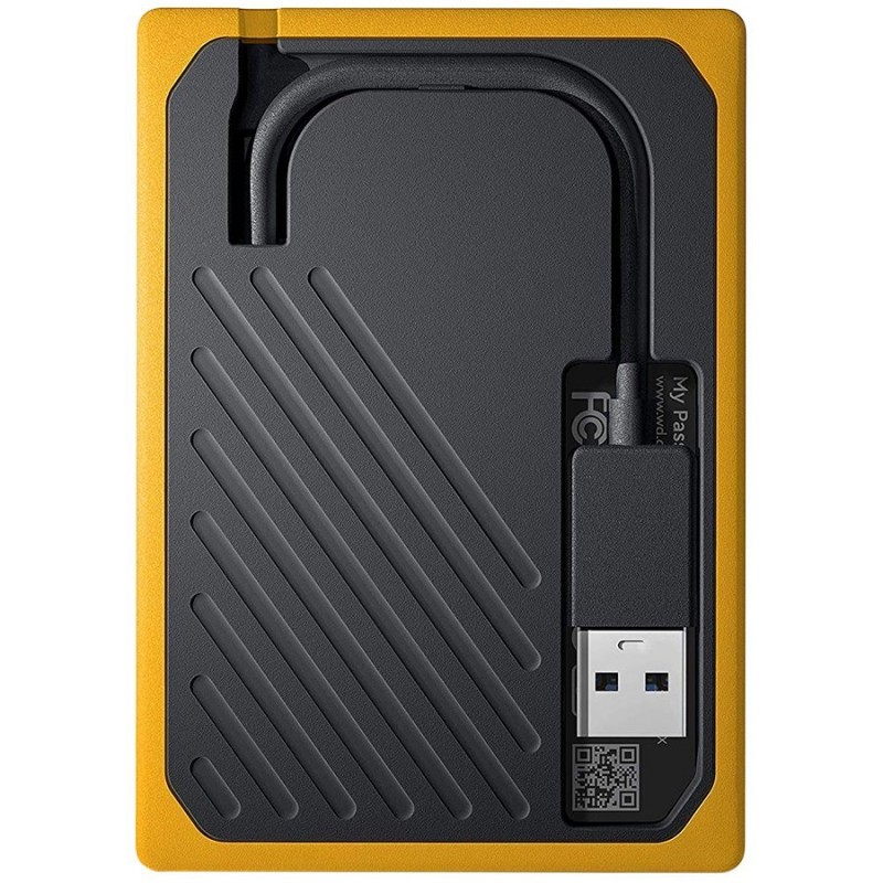 WD My Passport Go 1TB External SSD, USB 3.0, Read/Write: 400 / 400 MB/s, Black w/Amber trim-WDBMCG0010BYT-WESN