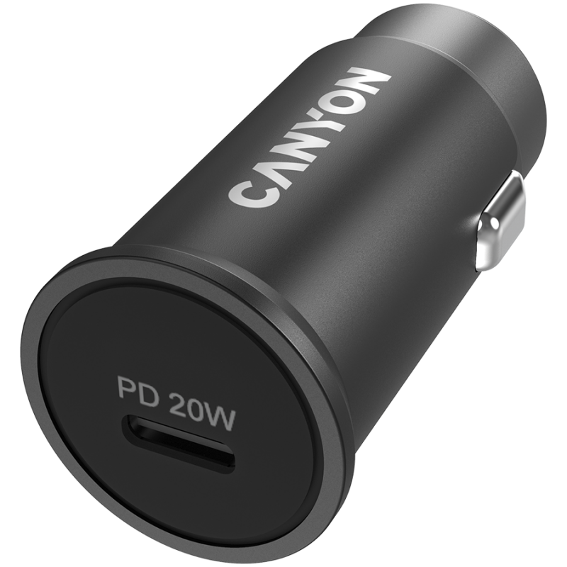 Canyon, PD 20W Pocket size car charger, input: DC12V-24V, output: PD20W, support iPhone12 PD fast charging, Compliant with CE RoHs