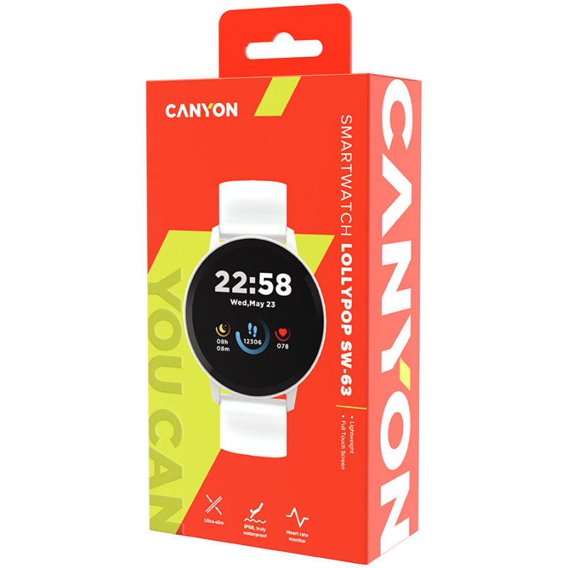 CANYON Smart watch, 1.3inches IPS full touch screen, Round watch, IP68 waterproof, multi-sport mode, BT5.0, compatibility with iOS and