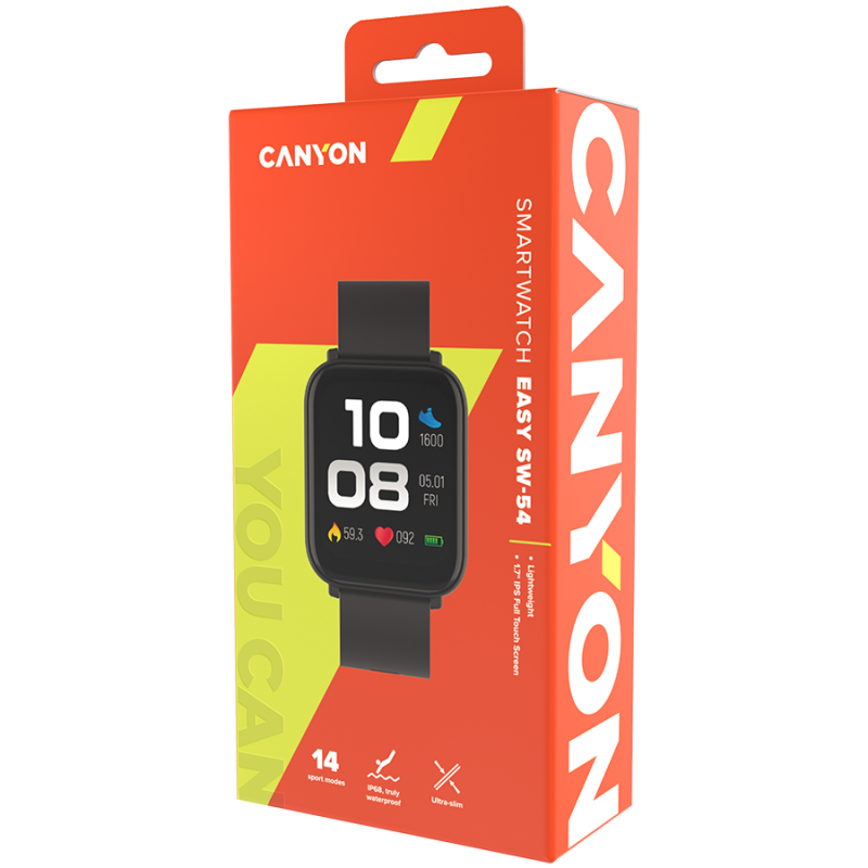 CANYON smart watch Easy SW-54 Black, CNS-SW54BB