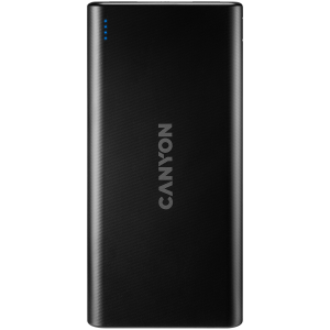 CANYON PB-106 Power bank 10000mAh Li-poly battery, Input 5V/2A, Output 5V/2.1A(Max), USB cable length 0.3m, 140*68*16mm, 0.24Kg, Black