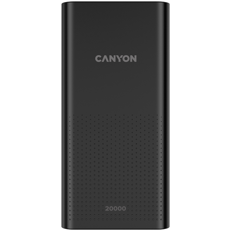 CANYON  PB-2001 Power bank 20000mAh Li-poly battery, Input 5V/2A , Output 5V/2.1A(Max), 144*69*28.5mm, 0.440Kg, Black, CNE-CPB2001B