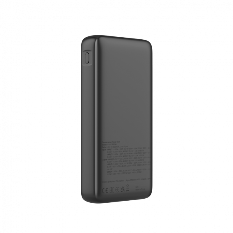CANYON Power Bank PB-240, 25000mAh PD140W display power bank,Size160.0x82x27 mm Weight 508+-10g, Dark Grey