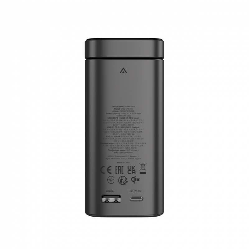 CANYON Qi2 magnetic power bank OnPower 150 15000mAh Aluminium Dark grey