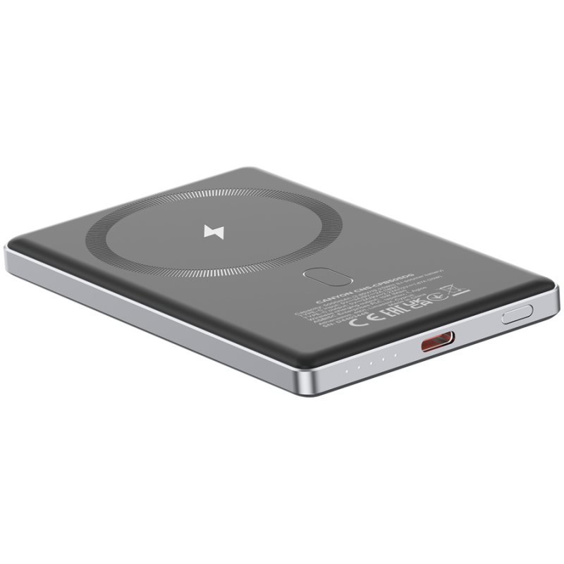 CANYON power bank OnPower 505 slim Magsafe 5000 mAh PD20W Dark Grey, CNS-CPB505DG